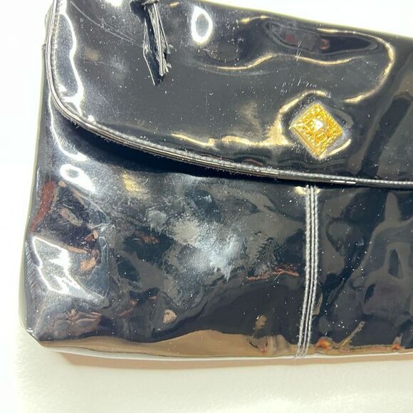Amanda Smith, Vintage Patent Leather Crossbody Evening Bag Convertible Clutch - Picture 5 of 11